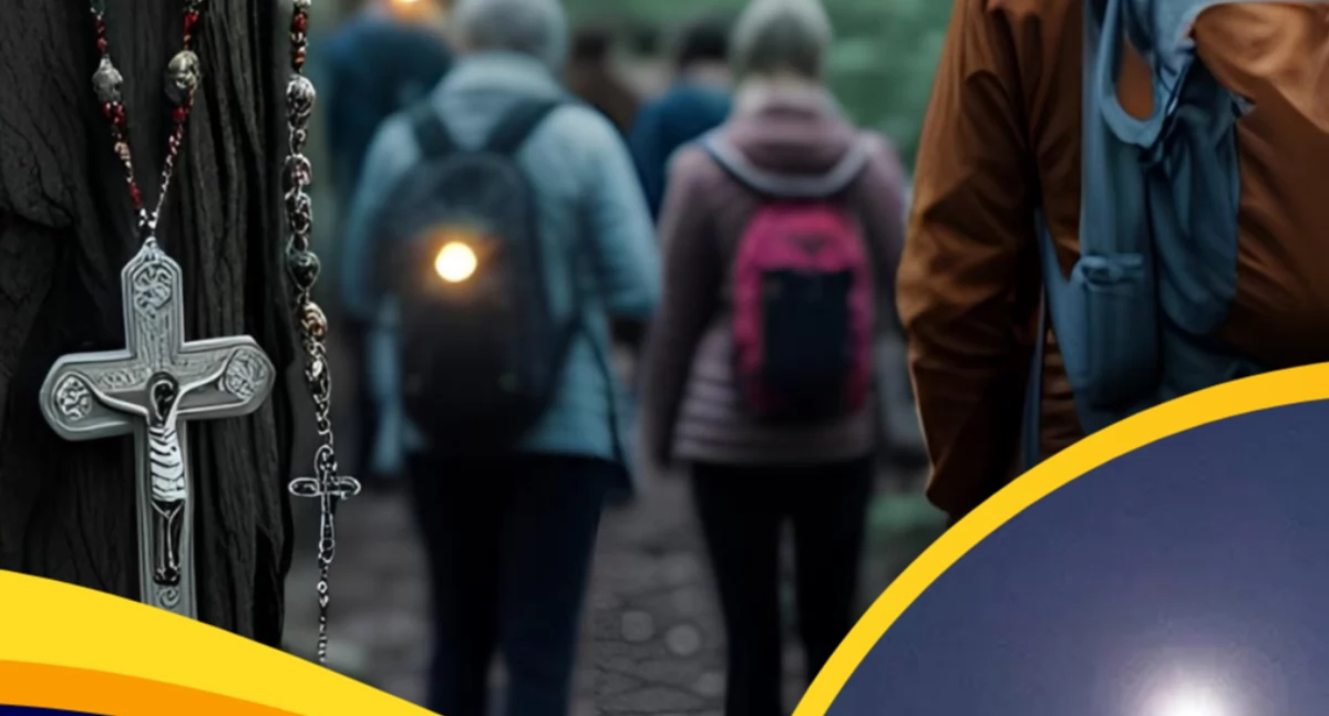 Religia, modlitwa wysiłek Ekstremalna Droga Różańcowa Jubileuszowym Dziemianach - zdjęcie, fotografia