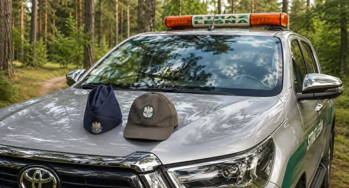 Leśnictwo i łowiectwo, Nielegalne maszynki jagód smyczy lesie Wspólne patrole policji Straży Leśnej - zdjęcie, fotografia