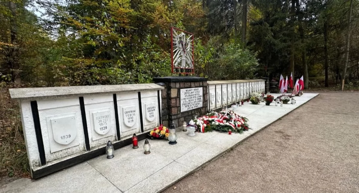 Uroczystości patriotyczne, Uroczystości rocznicę mordu ludności cywilnej lesie koło Karpna - zdjęcie, fotografia