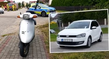 Zderzenie na drodze w Dziemianach. Ranny 80-letni kierowca skutera
